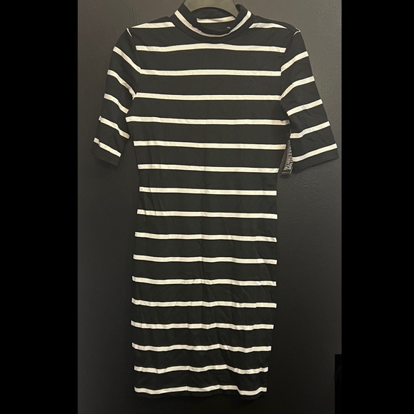 Soho Dresses & Skirts - NY&Co soho street Black & White Striped Mock Neck Dress